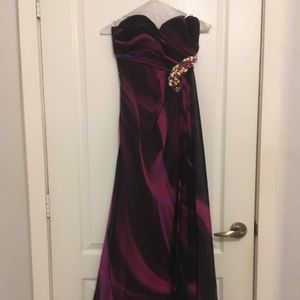 Long formal purple dress with crystal details